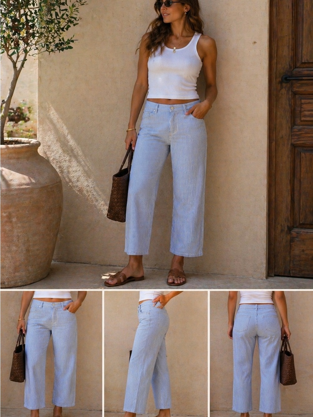 Mario Serrani Navy and White Striped Pants | Made in Italy